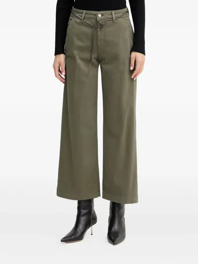 Liu •jo Chain-belt Trousers In Green