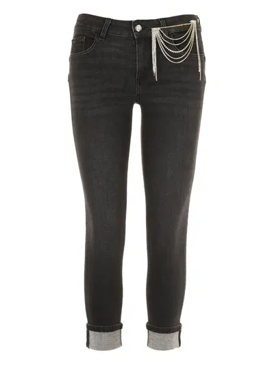 Liu •jo Chain Cuffed Jeans In Gray