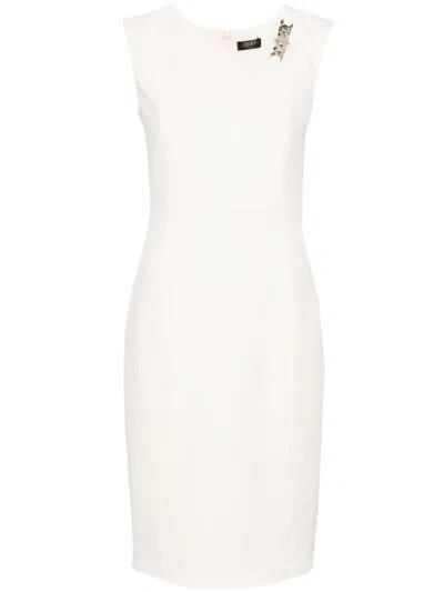 Liu •jo Chain-detail Crepe Midi Dress In White