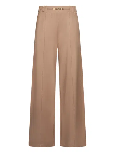 Liu •jo Chain-detail Knitted Trousers In Brown