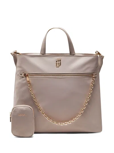 Liu •jo Nylon Shopping Bag With Chain In Pink