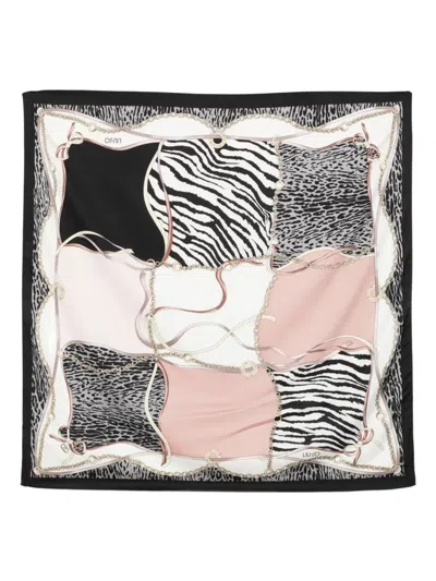 Liu •jo Chain-print Animal-print Scarf In Black