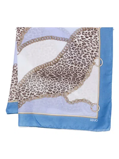 Liu •jo Chain-print Leopard Scarf In Multi