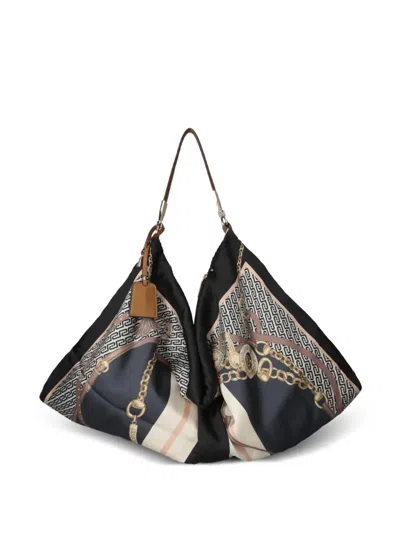 Liu •jo Chain Print Tote Bag In Black