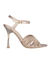 Liu •jo Liu Jo Gold-tone Sandals With High Tapered Heel In Golden