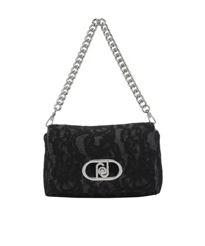 Liu •jo Lace Logo Crossbody Bag In Black