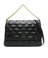 Liu •jo Liu Jo Black Quilted Messenger Bag With Logo In Black