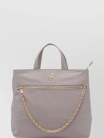 Liu •jo Chain Strap Cross-body Bag With Zip Pocket In Beige