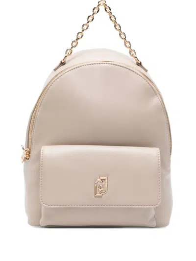 Liu •jo Chain-strap Logo Backpack In Neutral