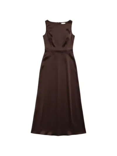 Liu •jo Chain-detail Satin Dress In Brown