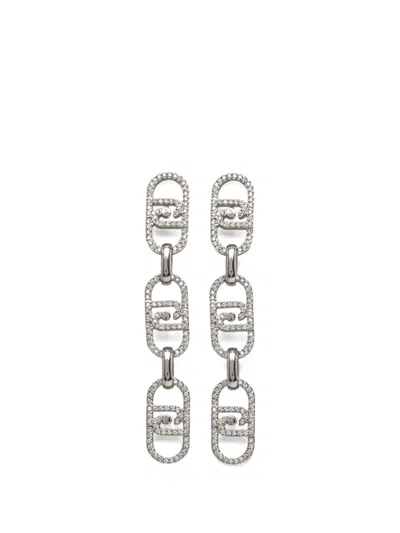 Liu •jo Chain-link Embellished Earrings In Silver