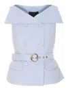 Liu •jo Liu Jo Sky Blue Jacket With Structured Silhouette And Peplum Hem In Azul