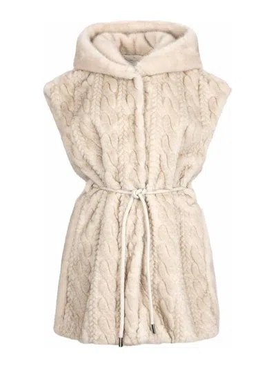 LIU •JO FAUX FUR VEST WITH HOOD