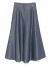 Liu •jo Liu Jo High-waisted Flared Linen Blend Skirt In Blue