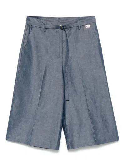 Liu •jo Chambray Shorts In Blue