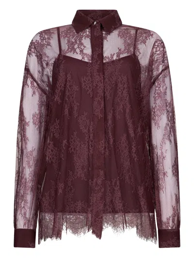 Liu •jo Chantilly Lace Shirt In Red