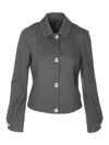 Liu •jo Logo-button Point-collar Jacket In Gray