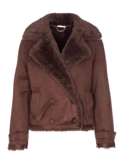 LIU •JO BROWN DOUBLE BREASTED BUTTON JACKET