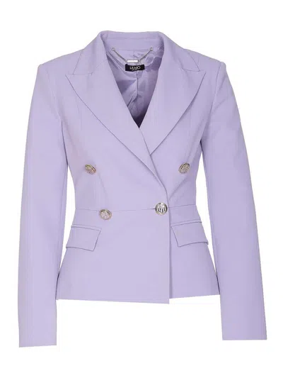Liu •jo Double Breasted Buttons Jacket In Purple