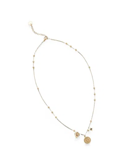 Liu •jo Charm-detail Beaded Necklace In Gray
