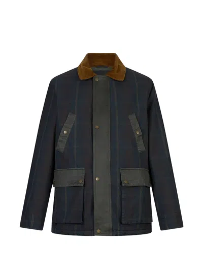 Liu •jo Check Corduroy-collar Jacket In Blue