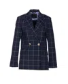 Liu •jo Check Motif Jacket Gold Buttons In Blue