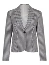 Liu •jo Liu Jo Gingham Pattern Fitted Jacket With Notched Lapel In Blue