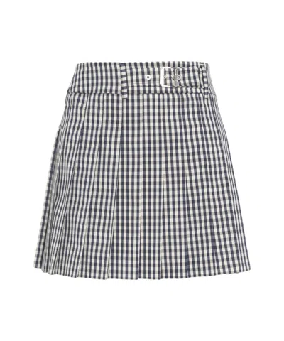 Liu •jo Liu Jo Check Pattern Pleated Miniskirt With Belt Loops In Black