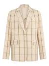 Liu •jo Linen Check Blazer In Neutrals