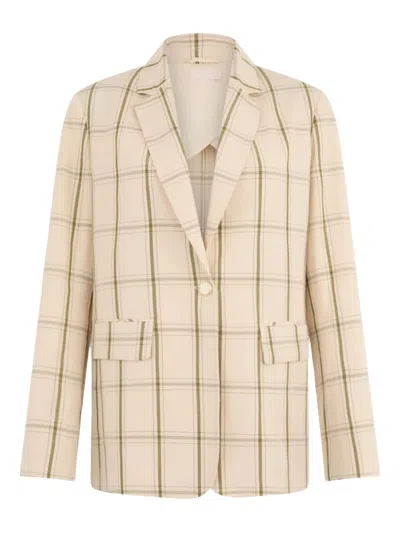 Liu •jo Linen Check Blazer In Neutrals