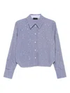 Liu •jo Cropped Blue Shirt With Checkered Pattern In Blue