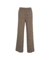 Liu •jo Elasticized Waist Wide Fit Trousers Check Motif In Brown