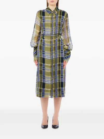 Liu •jo Check-pattern Chain-link Midi Dress In Multi