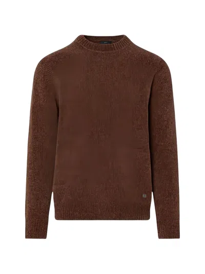 Liu •jo Chenille Crew-neck Sweater In Brown