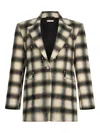 Liu •jo Chequered Bejewelled Embroidery Jacket In White