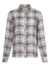 Liu •jo Chequered Shirt With Rhinestones In Blue