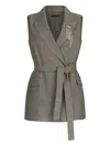 Liu •jo Chevron Vest With Belt In Gray