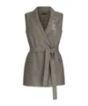 Liu •jo Chevron Brooch Waistcoat In Green