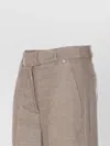 Liu •jo Chevron Herringbone Straight Fit Trousers In Neutral