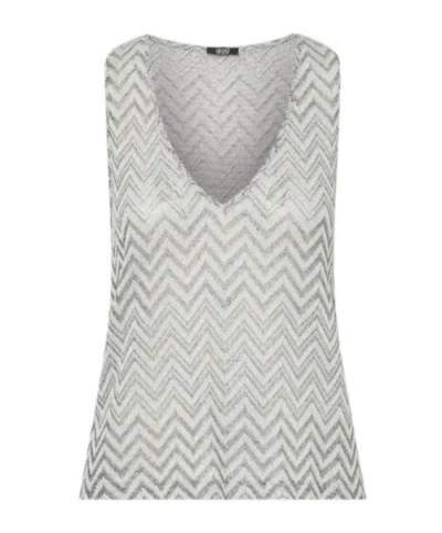 Liu •jo Chevron Knit Top In Gray
