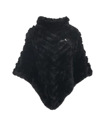 Liu •jo Chevron Pattern Cape With High Collar In Black