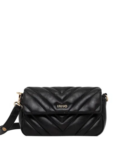 Liu •jo Chevron-pattern Crossbody Bag In Black