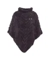 Liu •jo Chevron Pattern Faux Fur Poncho In Black