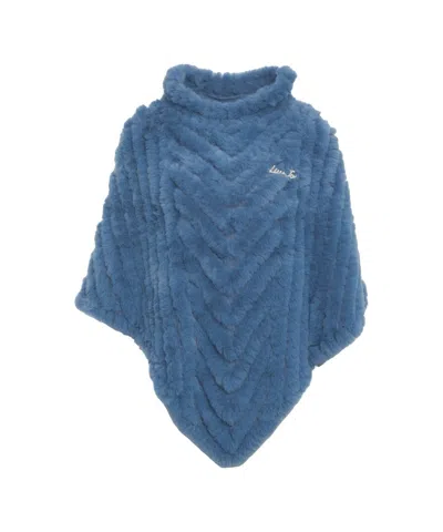 Liu •jo Chevron Pattern Faux Fur Poncho In Blue