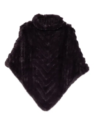 Liu •jo Chevron-pattern Turtleneck Poncho In Black