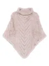 Liu •jo Chevron-pattern Turtleneck Poncho In Pink