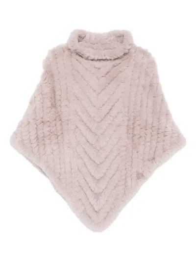Liu •jo Chevron-pattern Turtleneck Poncho In Pink
