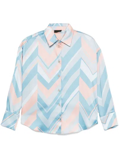 Liu •jo Liu Jo Chevron Patterned Shirt With Classic Collar In Blue