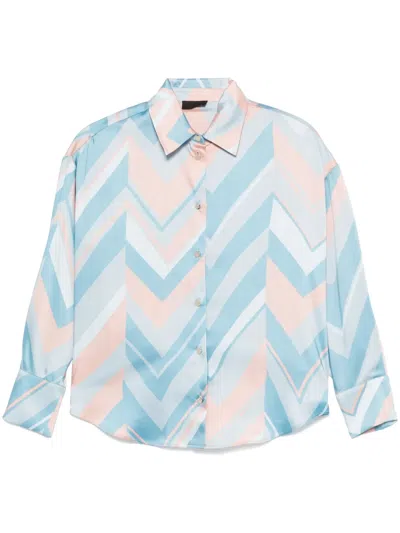 Liu •jo Chevron-print Shirt In Blue