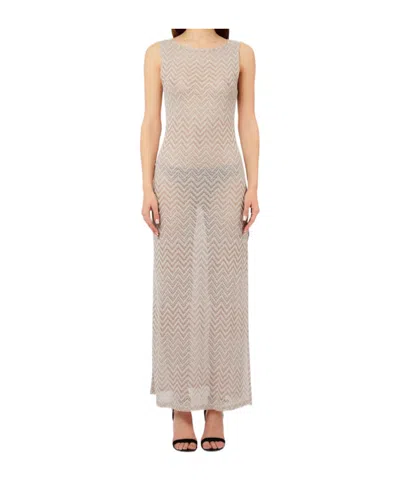 Liu •jo Chevron Sleeveless Dress In Neutral